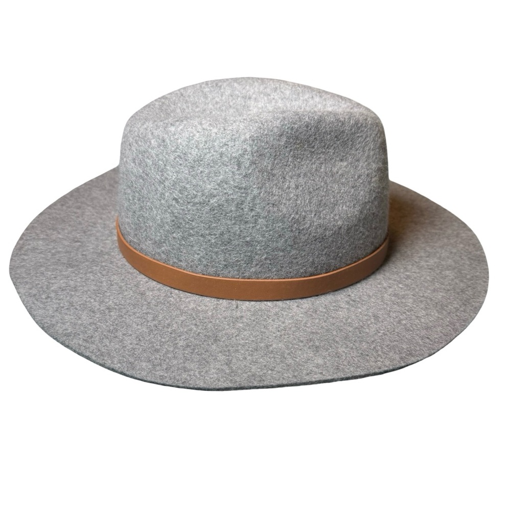 Women’s Gray Wool Wide Brim Hat w/ Faux Leather Band • XL (7 5/8) • EUC - Picture 3 of 9